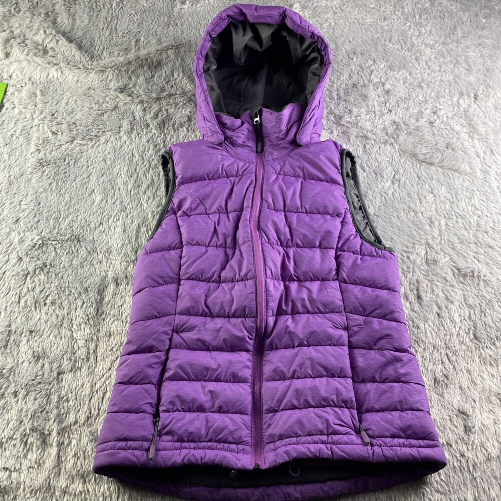 Tangerine Vest Womens Small Purple Puffer Hooded Hiking Outdoor Casual Gorp - Picture 2 of 7